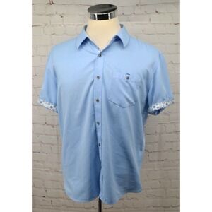 AGE OF WISDOM Men's Short Sleeve Button Front Shirt SIZE LARGE Blue Nautical